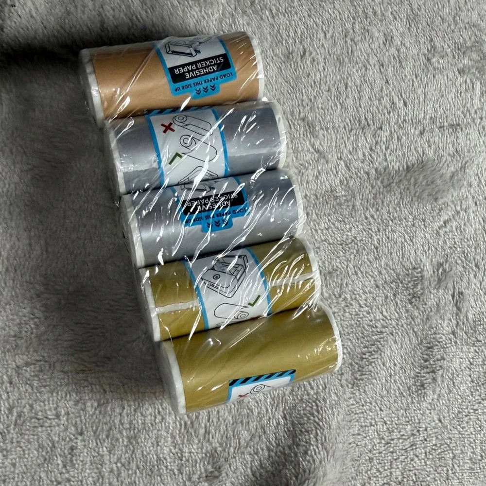 Core Innovations 5 Pack Metallic Adhesive Thermal Paper‎ Rolls Gold Silver
